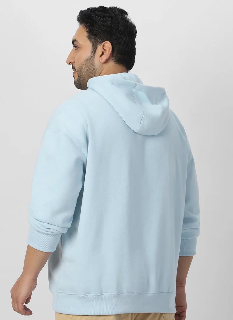 Urbano Fashion  Urbano Plus Men's Ballad Blue Cotton Solid Oversized Hooded Neck Sweatshirt for Men | Best Price UAE