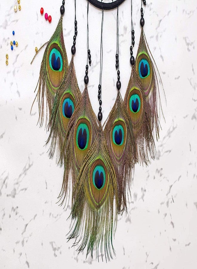 Mehruna Dream Catchers Wall Hangings for Home Decor Bedroom Livingroom Balcony Handmade Dreamcatcher for Positivity Peacock Feathers Wall Decoration Items for Kids Room (22L x 45H cm, Pack of 2) - Image 5