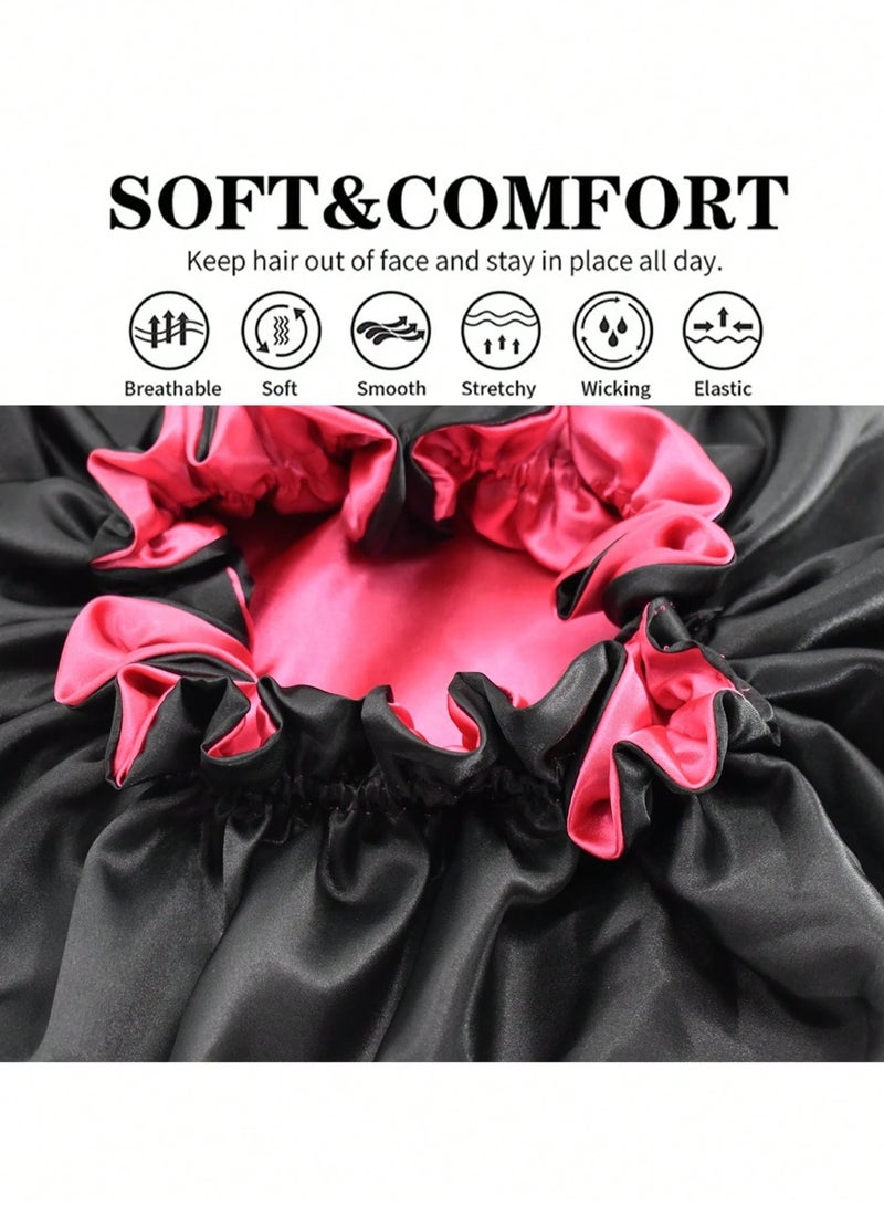 Shein Double Layer Satin Bonnet – Silk Hair Protection, Soft & Comfortable for Sleeping – Hair Cap (Color May Vary) - Image 3