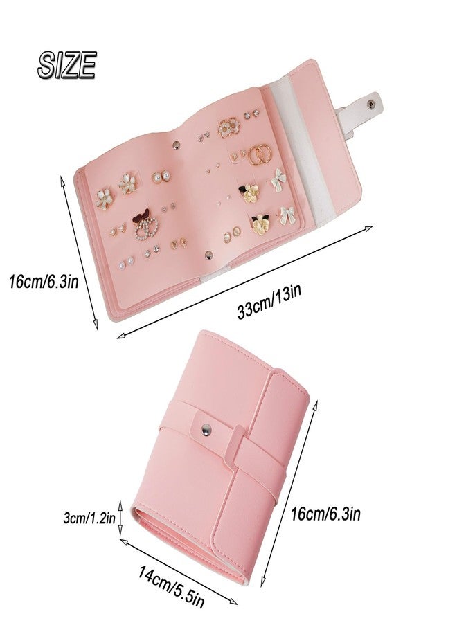 LAKE OF FIRE Earring Holder Organizer with Foldable Book Design Earring Book Organizer, Portable Pu Leather Travel Earring Case (Pink) - Image 2