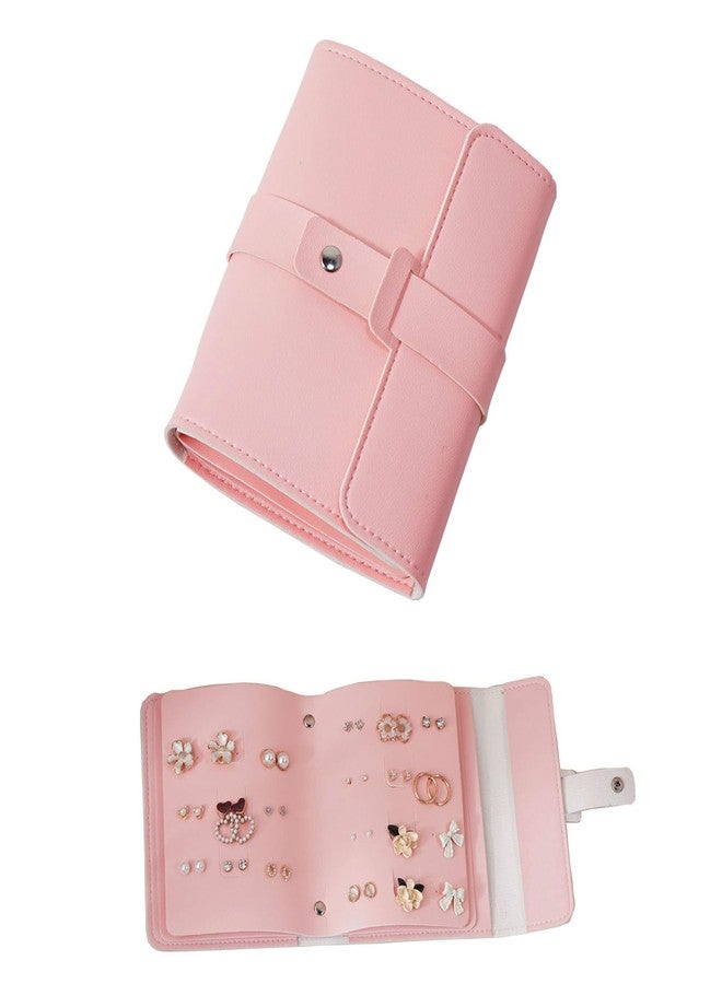 LAKE OF FIRE Earring Holder Organizer with Foldable Book Design Earring Book Organizer, Portable Pu Leather Travel Earring Case (Pink) - Image 1