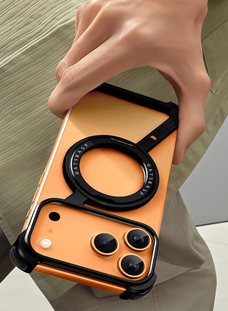 3Packs Minimalist Phone Cover for iPhone 17 Pro Max, 360° Rotation Kickstand Aluminum Metal Frameless Design Bumper Z Case, Protective Shock Grade Shell with Two Privacy Screen Protectors - - Image 5