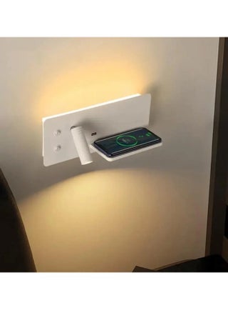 ابليك جداري مودرن بإضاءة LED وشاحن لاسلكي مدمج – تصميم ذكي مع رف للجوال وإنارة مزدوجة للقراءة والإسترخاء - pzsku/Z0D3BC4908D279676A633Z/45/1745321083/33c9fbc3-3fde-406c-8f82-20b55a6ead6d
