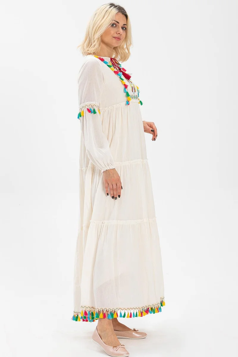 اليش شيل بيزي Embroidered Cotton Maxi Dress