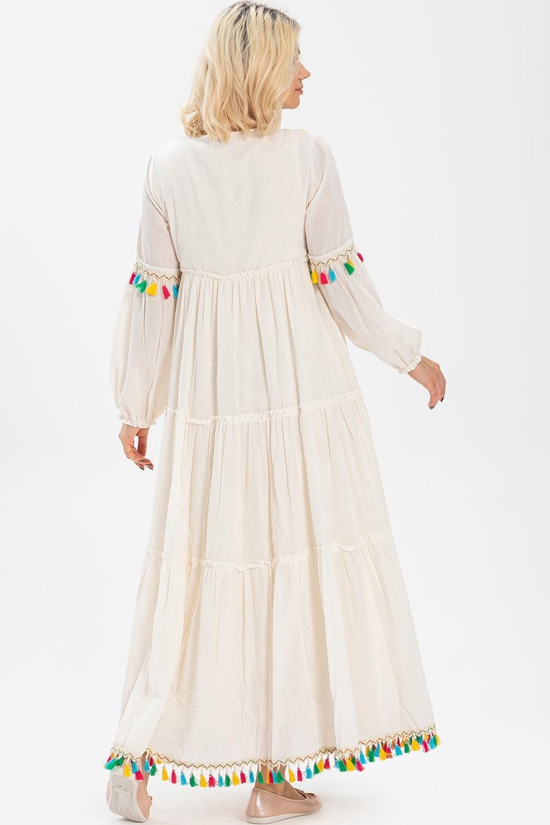 Eliş Şile Bezi Embroidered Cotton Maxi Dress  - Image 4