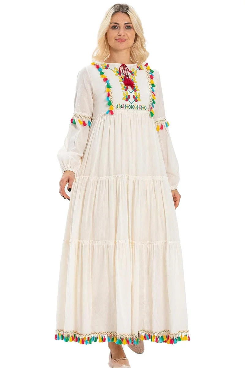 اليش شيل بيزي Embroidered Cotton Maxi Dress