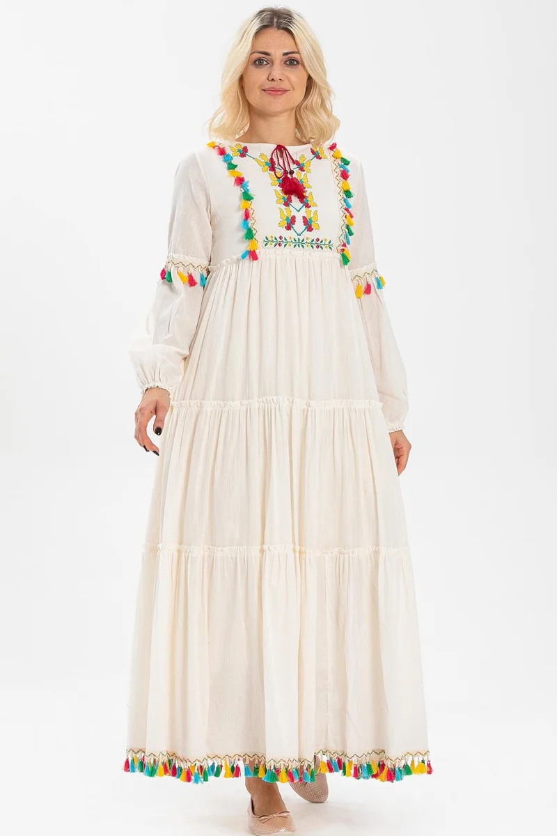 اليش شيل بيزي Embroidered Cotton Maxi Dress