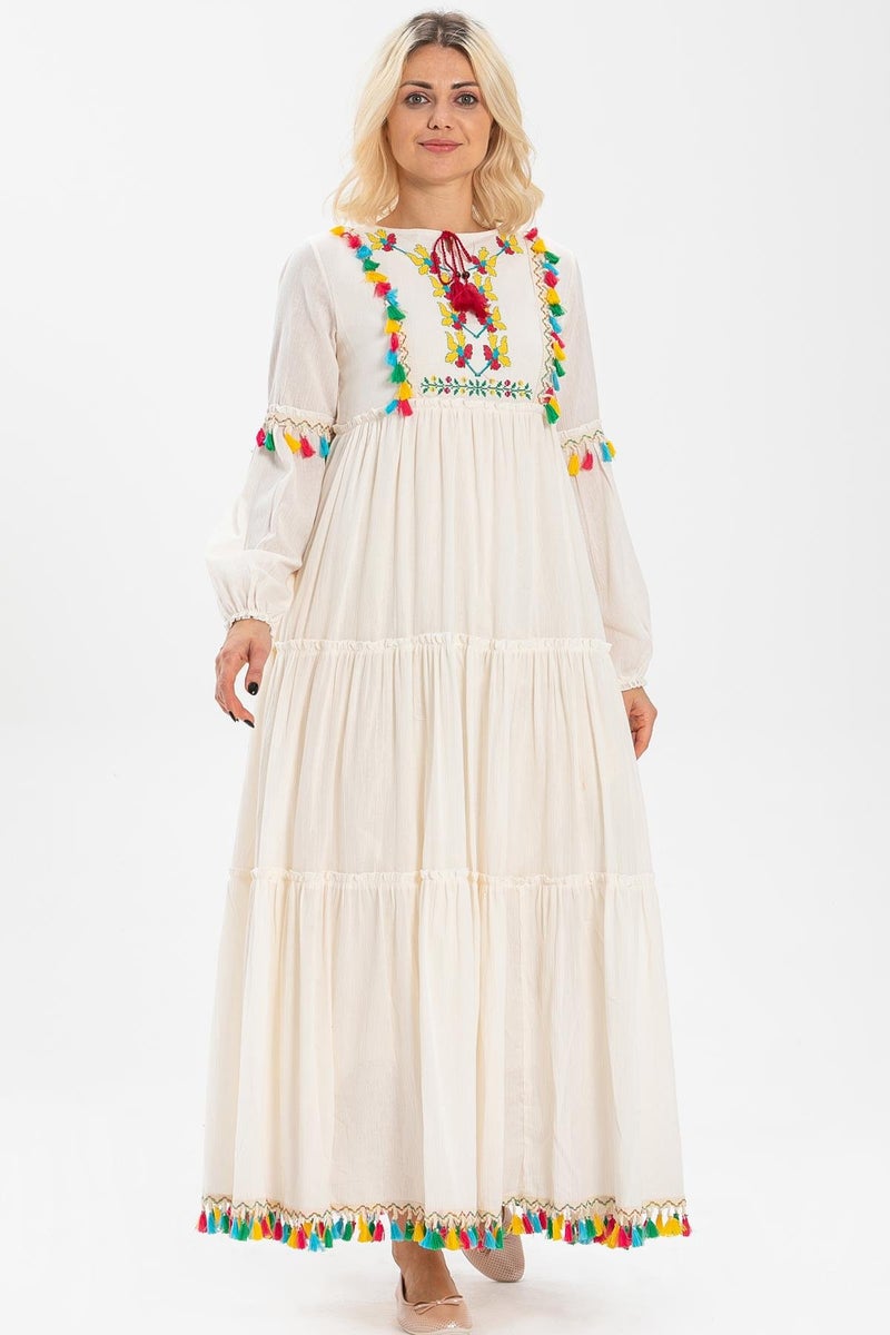 Eliş Şile Bezi Embroidered Cotton Maxi Dress  - Image 3