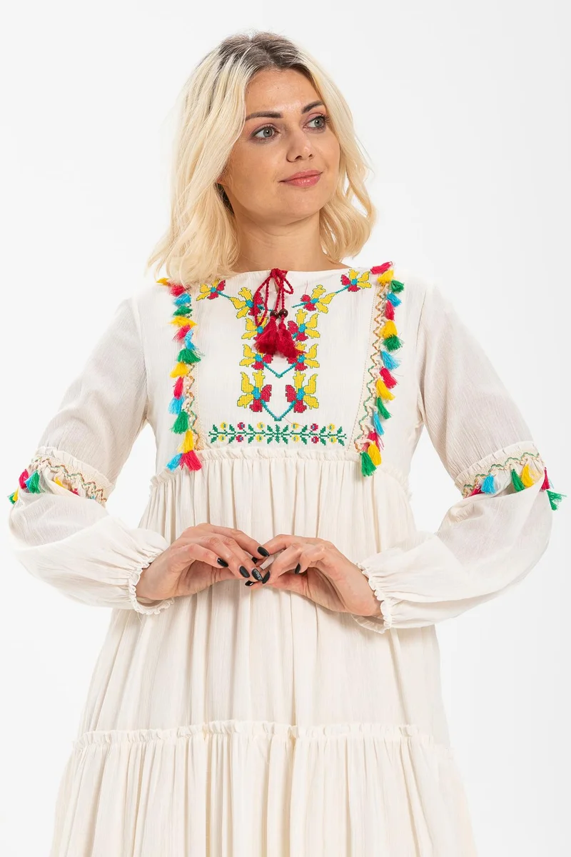 اليش شيل بيزي Embroidered Cotton Maxi Dress