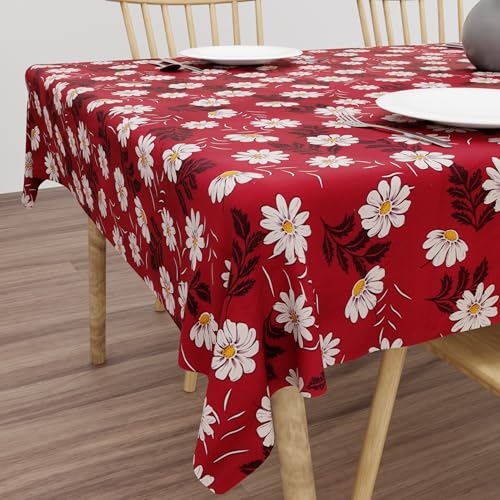Wings Star Dining Table Cover for 6 Seater, 54 x 78 inch Size, Waterproof and Dustproof Table Sheet,Dining Table 6 Seater Waterproof Cover (Maroon, 54 x 78 inch (Rectangular)) - Image 1