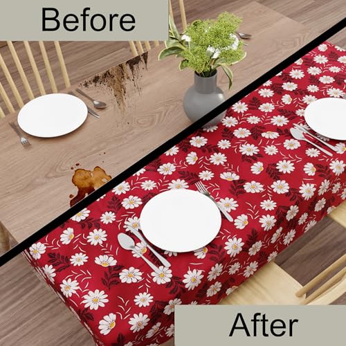 Wings Star Dining Table Cover for 6 Seater, 54 x 78 inch Size, Waterproof and Dustproof Table Sheet,Dining Table 6 Seater Waterproof Cover (Maroon, 54 x 78 inch (Rectangular)) - Image 3