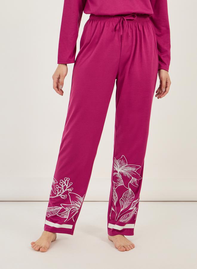 Styli Floral Print Notch Neck Dropped Shoulder T-Shirt & Pyjama Set  - Image 5