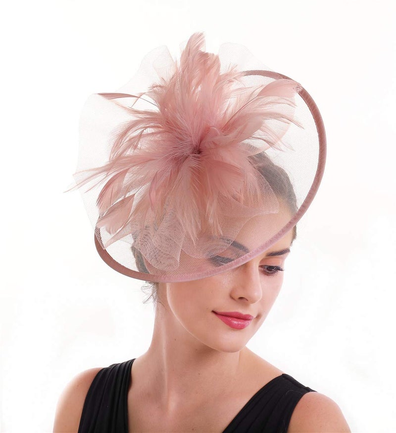 SAFERIN Butterfly Fascinator Hat Kentucky Derby Fascinators Halloween Costume Party Bohemian Wedding Headpiece(a-Skin Pink) - Image 3