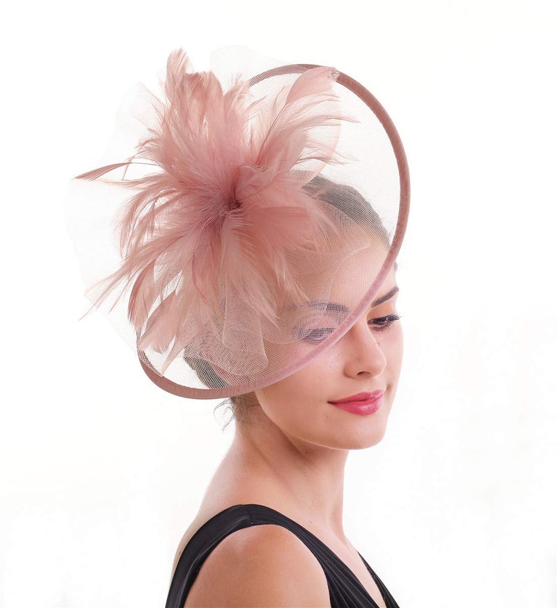 SAFERIN Butterfly Fascinator Hat Kentucky Derby Fascinators Halloween Costume Party Bohemian Wedding Headpiece(a-Skin Pink) - Image 5