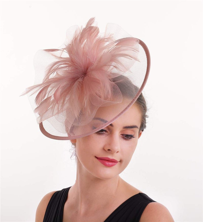 SAFERIN Butterfly Fascinator Hat Kentucky Derby Fascinators Halloween Costume Party Bohemian Wedding Headpiece(a-Skin Pink) - Image 4