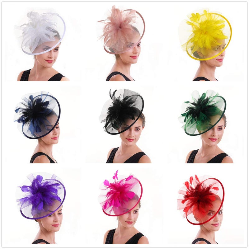 SAFERIN Butterfly Fascinator Hat Kentucky Derby Fascinators Halloween Costume Party Bohemian Wedding Headpiece(a-Skin Pink) - Image 2