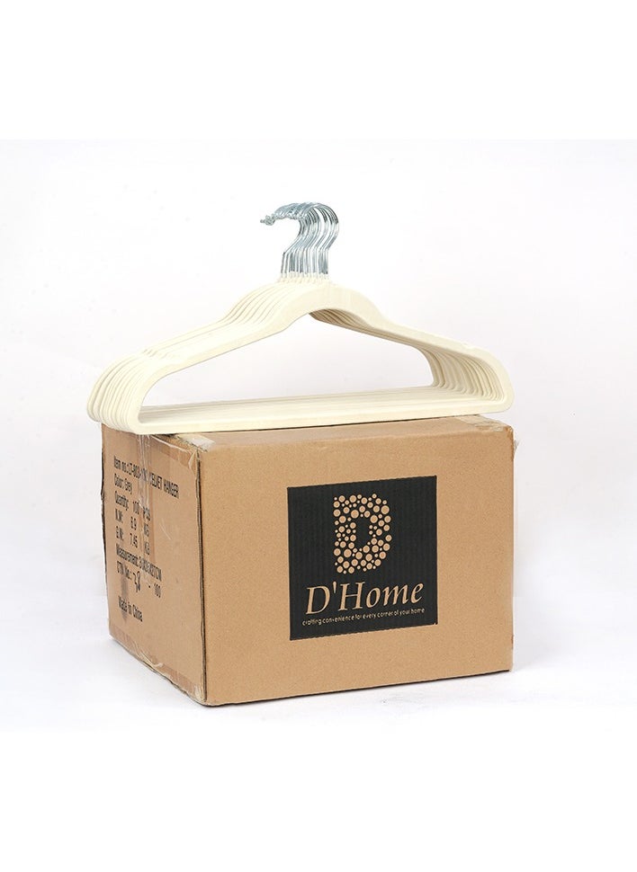 D'HOME D'Home Non-Slip Velvet Hangers – Slim Clothes Hangers for Suits, Kandoras, Abayas, Kaftans – Space-Saving Design with 360° Swivel Hook – Strong & Durable, Holds up to 10 lbs – Pack of 100  - Image 1