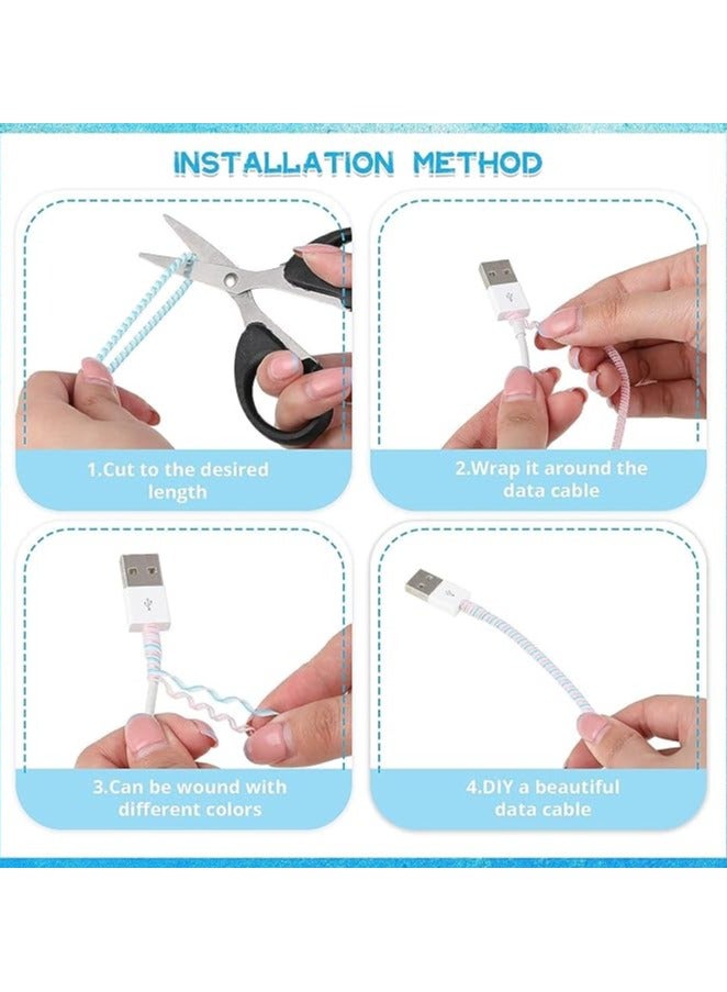 erorex Cable Protector, 10Pcs Spiral Data Cable Protective Sleeve, Spiral Tube Wire Management Organizer, Prevent Pets from Biting The Cable, Line Saver for Phone Tablet Charger Cord - Image 4