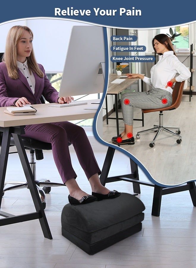 HomKawt 3-Tier Adjustable Under Desk Foot Rest Adjustable Memory Foam Footrest, Foot Stool, Foot Massage Pad with Washable Cover, Warmer Feet Pocket, 3 Height Suitable for Office and Home Gaming Work  - Image 4