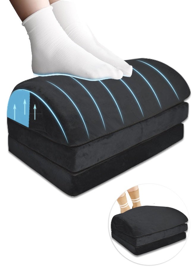 HomKawt 3-Tier Adjustable Under Desk Foot Rest Adjustable Memory Foam Footrest, Foot Stool, Foot Massage Pad with Washable Cover, Warmer Feet Pocket, 3 Height Suitable for Office and Home Gaming Work  - Image 1