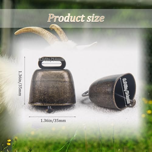 KOOBOOK 2Pcs Cow Horse Sheep Grazing Copper Bells Cattle Farm Animal Copper Loud Bronze Bell (Small) - Image 3