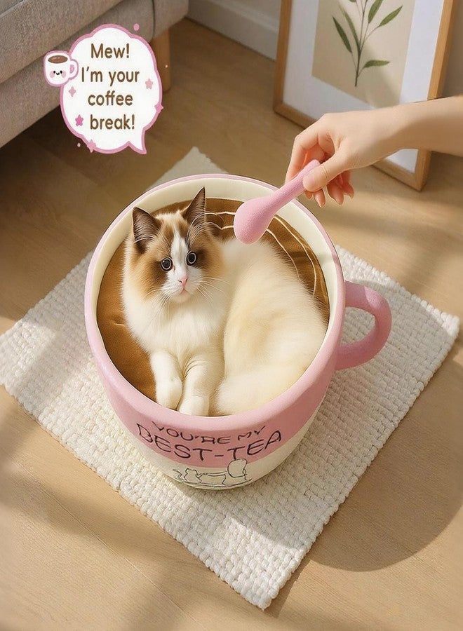 MOYMO Cute Cat Beds Kitten Beds, Soft Small Dog Beds, Washable Pet Beds for Puppy and Kitty, Funny Coffee Cup Shape, 20 Inch - Image 5