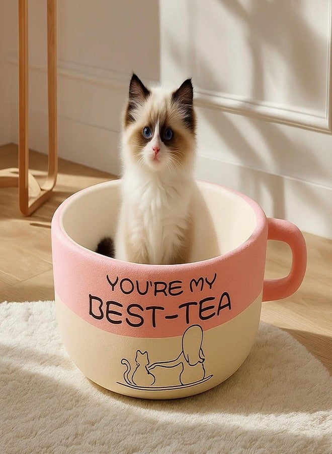 MOYMO Cute Cat Beds Kitten Beds, Soft Small Dog Beds, Washable Pet Beds for Puppy and Kitty, Funny Coffee Cup Shape, 20 Inch - Image 2