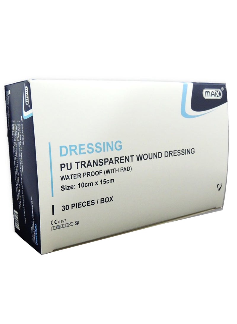 Max ضمادة جروح شفافة 10 سم × 15 سم 30 قطعة - Image 1