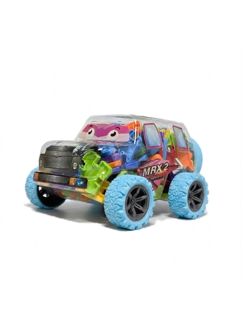 TOOLY Kids Building Blocks Set in Toy Car Storage Container - Multicolor Educational Construction Toy for Toddlers & Early Development 114 pcs - Image 2