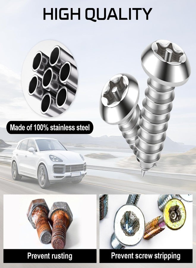 LivTee Anti Theft License Plate Screws Set for Securing Frames and Covers, License Plate Bolts, M6 (1/4") Tamper Proof Screws, Caps Cover for Front Rear Frame Holder Mounting (Silver-4PCS) - Image 4