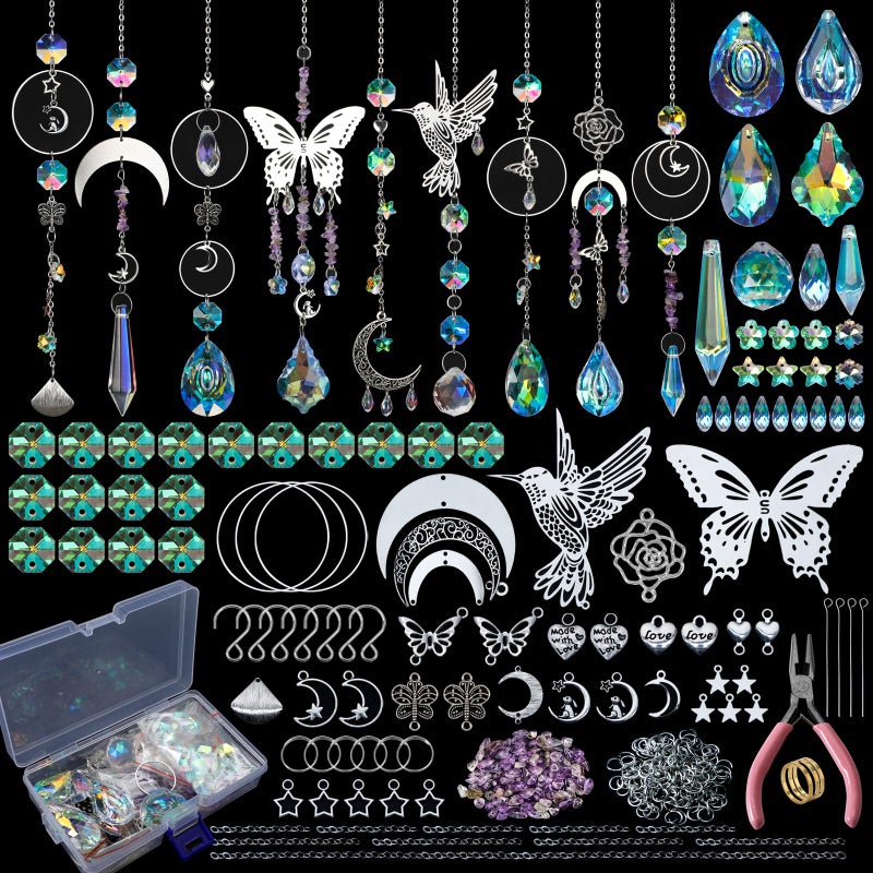 HYBEADS DIY Suncatchers, 400pcs Sun Catchers Making Supplies Kit Art and Crafts for Adults Hanging Prism Sun Catcher with Crystals Rainbow Maker for Indoor Window Home Wedding Garden Christmas Decor - Image 1