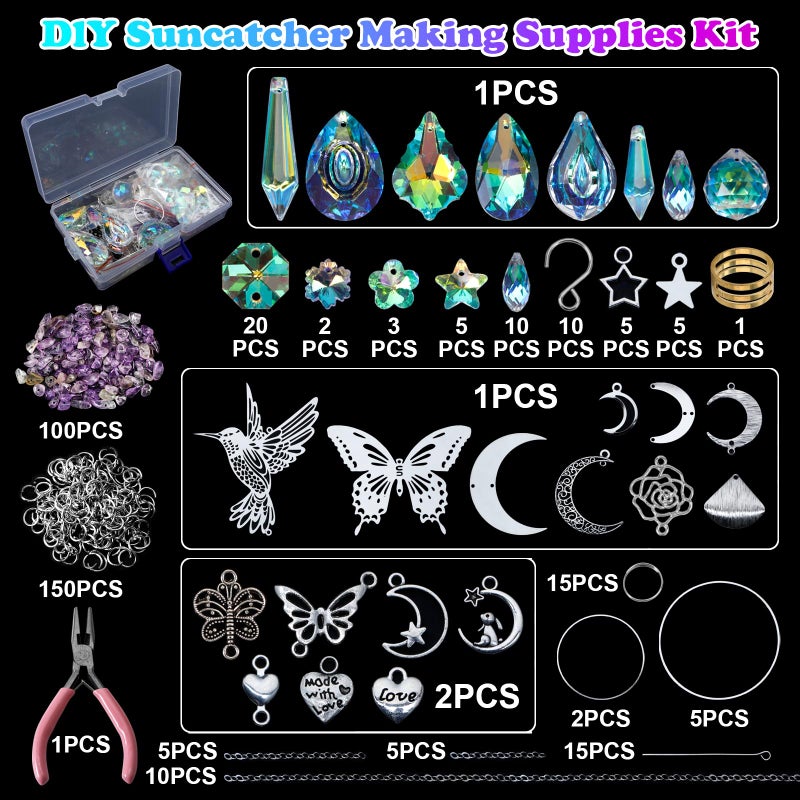 HYBEADS DIY Suncatchers, 400pcs Sun Catchers Making Supplies Kit Art and Crafts for Adults Hanging Prism Sun Catcher with Crystals Rainbow Maker for Indoor Window Home Wedding Garden Christmas Decor - Image 3