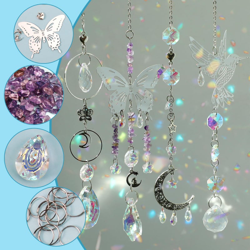HYBEADS DIY Suncatchers, 400pcs Sun Catchers Making Supplies Kit Art and Crafts for Adults Hanging Prism Sun Catcher with Crystals Rainbow Maker for Indoor Window Home Wedding Garden Christmas Decor - Image 2