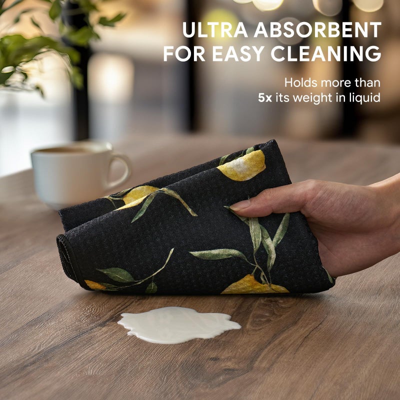 RECYCO Waffle Kitchen Towel Set of 2 - Quick Dry Microfiber Sustainable Dish Towels - Ultra Absorbent Reusable Cleaning Tea Towels - Lightweight Hand Towels,16â€x 28â€, Lemon Grove - Image 3