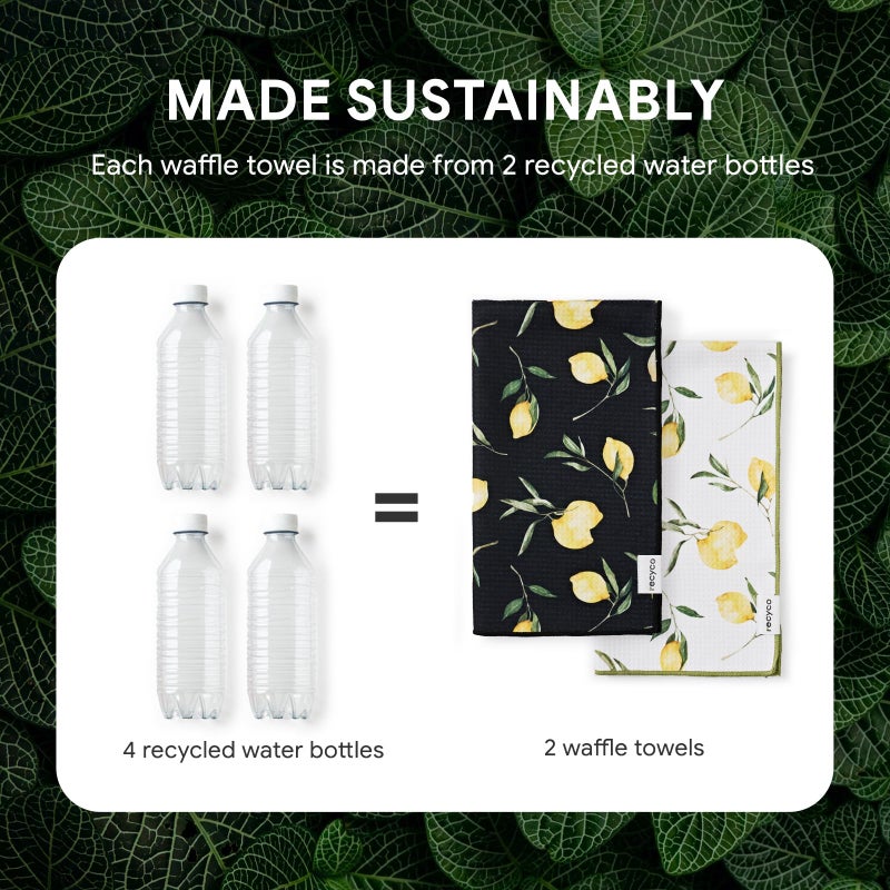 RECYCO Waffle Kitchen Towel Set of 2 - Quick Dry Microfiber Sustainable Dish Towels - Ultra Absorbent Reusable Cleaning Tea Towels - Lightweight Hand Towels,16â€x 28â€, Lemon Grove - Image 5