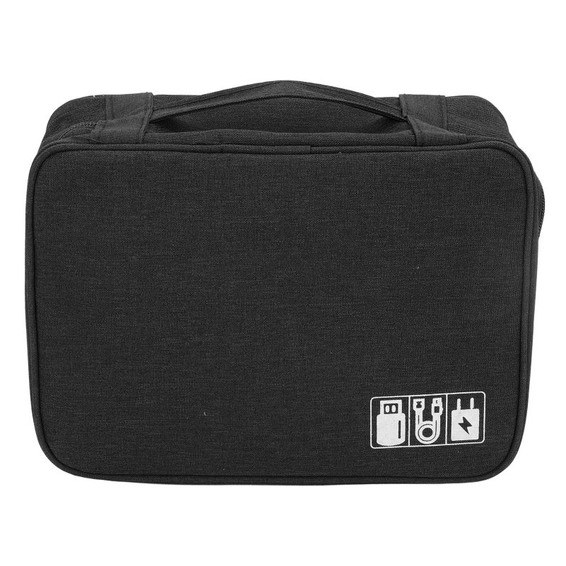 Data Cable Charger Bag Large Capacity Portable Electronic Accessory Storage Case for Mobile HDD Laptop Power Cord Black - Image 3