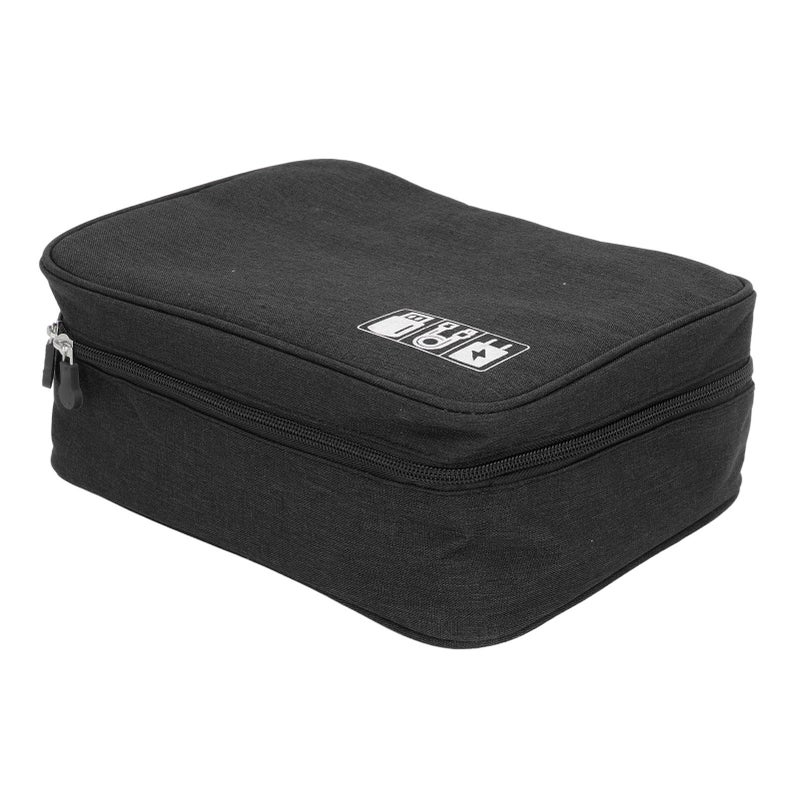 Data Cable Charger Bag Large Capacity Portable Electronic Accessory Storage Case for Mobile HDD Laptop Power Cord Black - Image 5