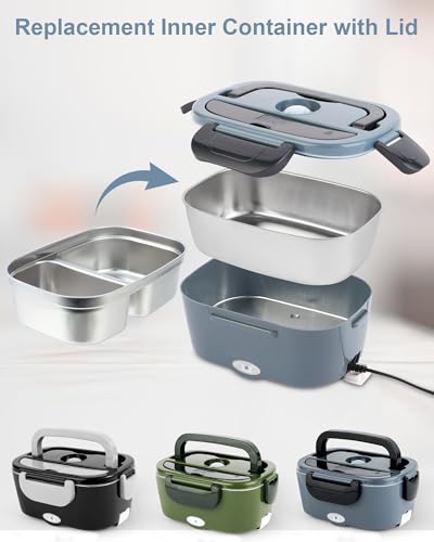 NestDin 1.5L Electric Lunch Box Inner Container with Lid, Compatible 1.5L, Dual Compartments Food Container Replacement, Dishwasher Safe - Image 2