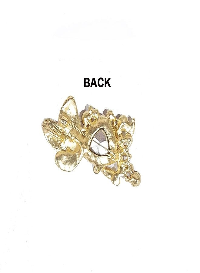 Mohan Shoppe Golden Color Designer Brooch/Lapel Pin with back pin for Sherwani Coats Saree Blazers etc. Package of 1 piece - Image 4