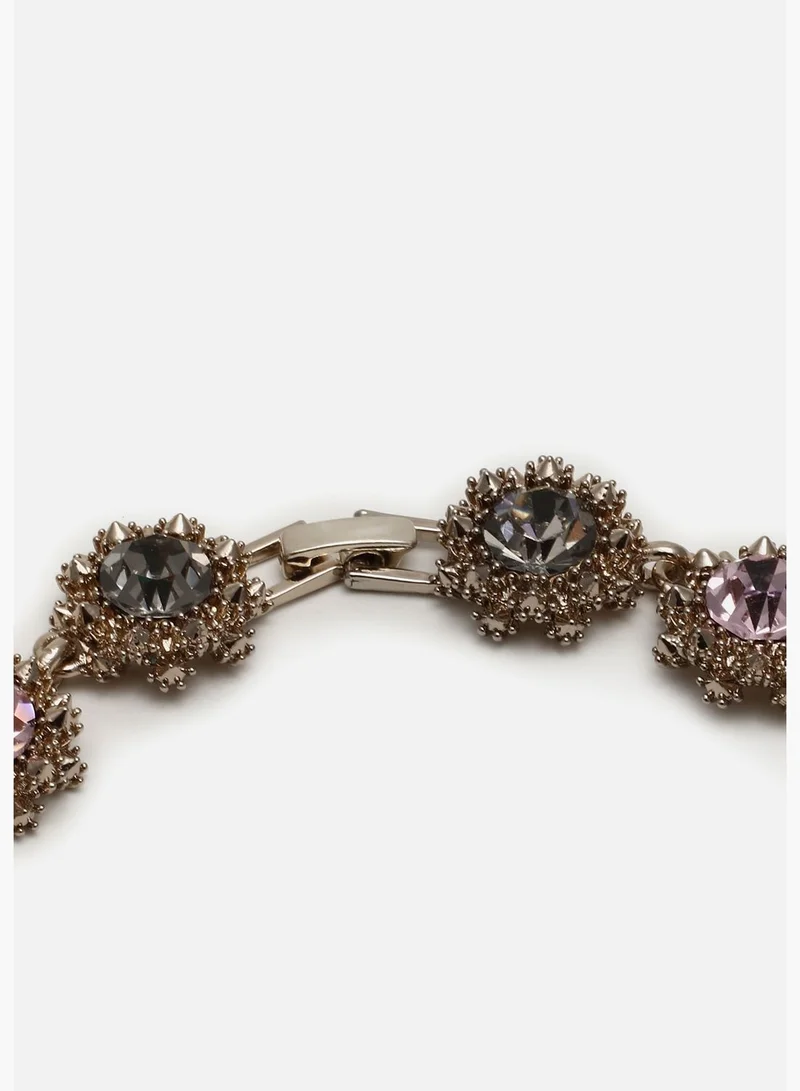 SOHI Silver Plated Designer Stone Necklace