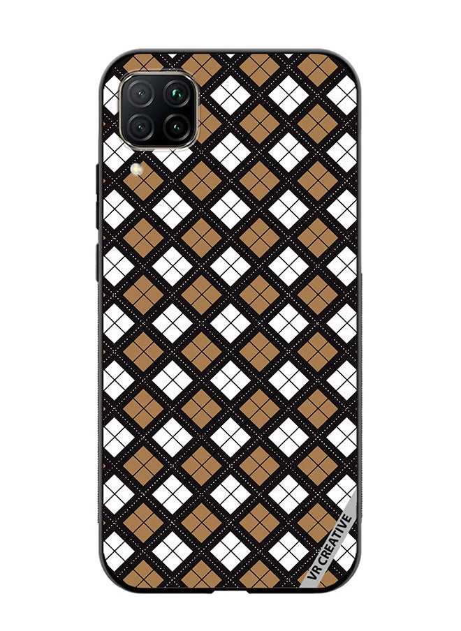 VR CREATIVE Protective Case Cover For Huawei Nova 7i/P40 Lite Black White Brown Checkered Pattern Design Multicolour  - Image 1