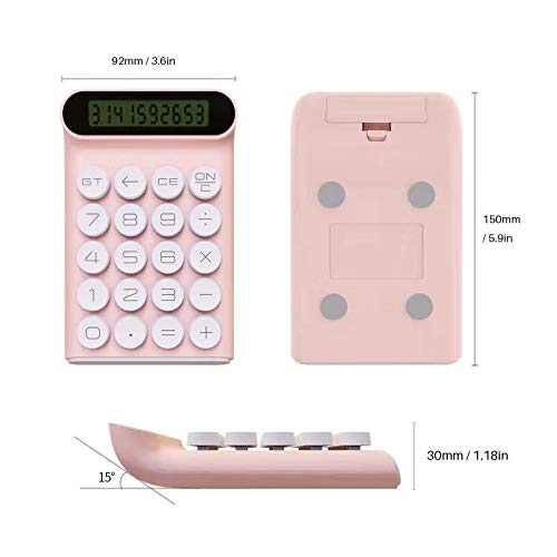 LOCOCK Mechanical Switch Basic Calculator,Handheld for Daily and Basic Office,10 Digit Large LCD Display (Pink) - Image 2