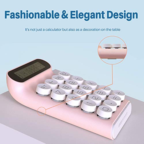 LOCOCK Mechanical Switch Basic Calculator,Handheld for Daily and Basic Office,10 Digit Large LCD Display (Pink) - Image 4