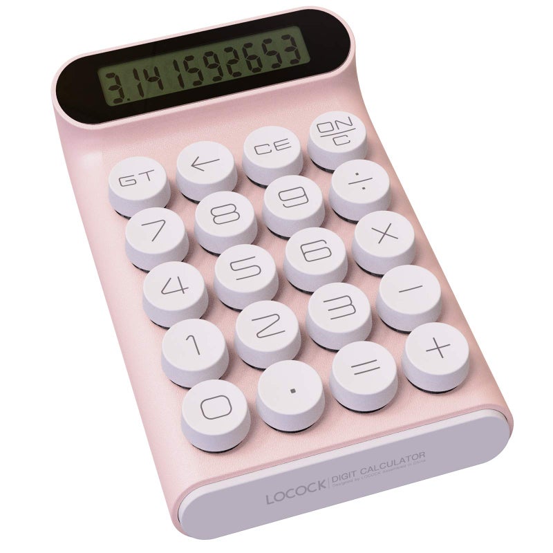 LOCOCK Mechanical Switch Basic Calculator,Handheld for Daily and Basic Office,10 Digit Large LCD Display (Pink) - Image 5