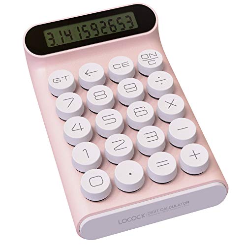 LOCOCK Mechanical Switch Basic Calculator,Handheld for Daily and Basic Office,10 Digit Large LCD Display (Pink) - Image 1