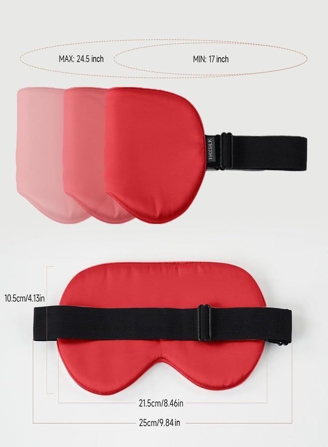 THXSILK Sleep Mask 100% 19 Momme Pure Mulberry Silk Super Smooth Cooling Sleep Eye Mask Blackout for Women/Man/Kids Eye Cover with Wide Head Strap Good Night Sleep Comfortable Travel and Nap, Red - Image 4