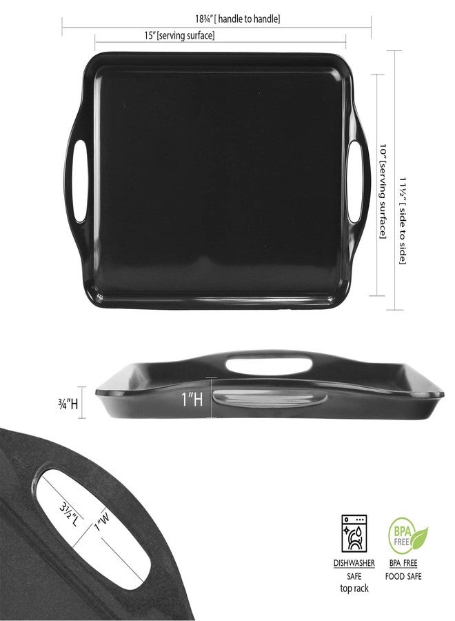 ريستون لويد طقم صواني ميلامين من قطعتين من كاليپسو بيسكس من ريستون لويد، صينية تقديم مستطيلة/عثمانية بمقابض وصينية صغيرة متناسقة للوجبات الخفيفة، آمنة للطعام/خالية من مادة BPA، لون ليموني - Image 3