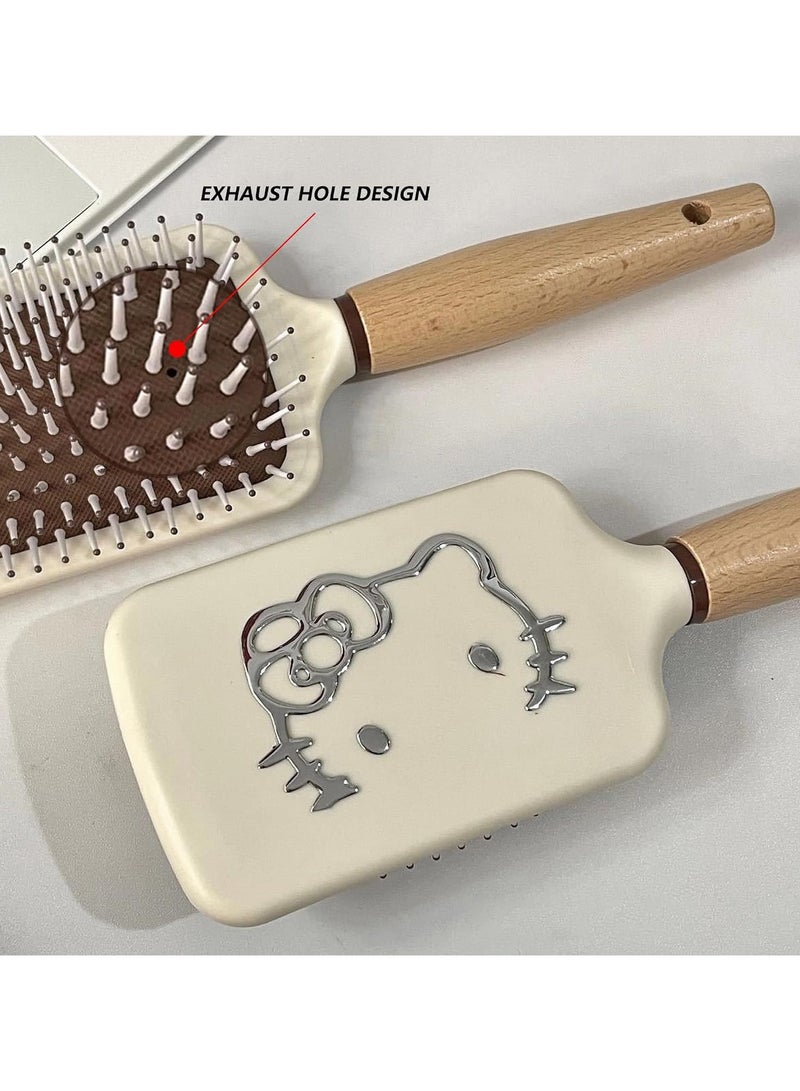 general A cute hairbrush for thick curls, slender hair, short, wet or dry hair, a wood-handle-friendly massage scalp brush for women and girls - Image 3