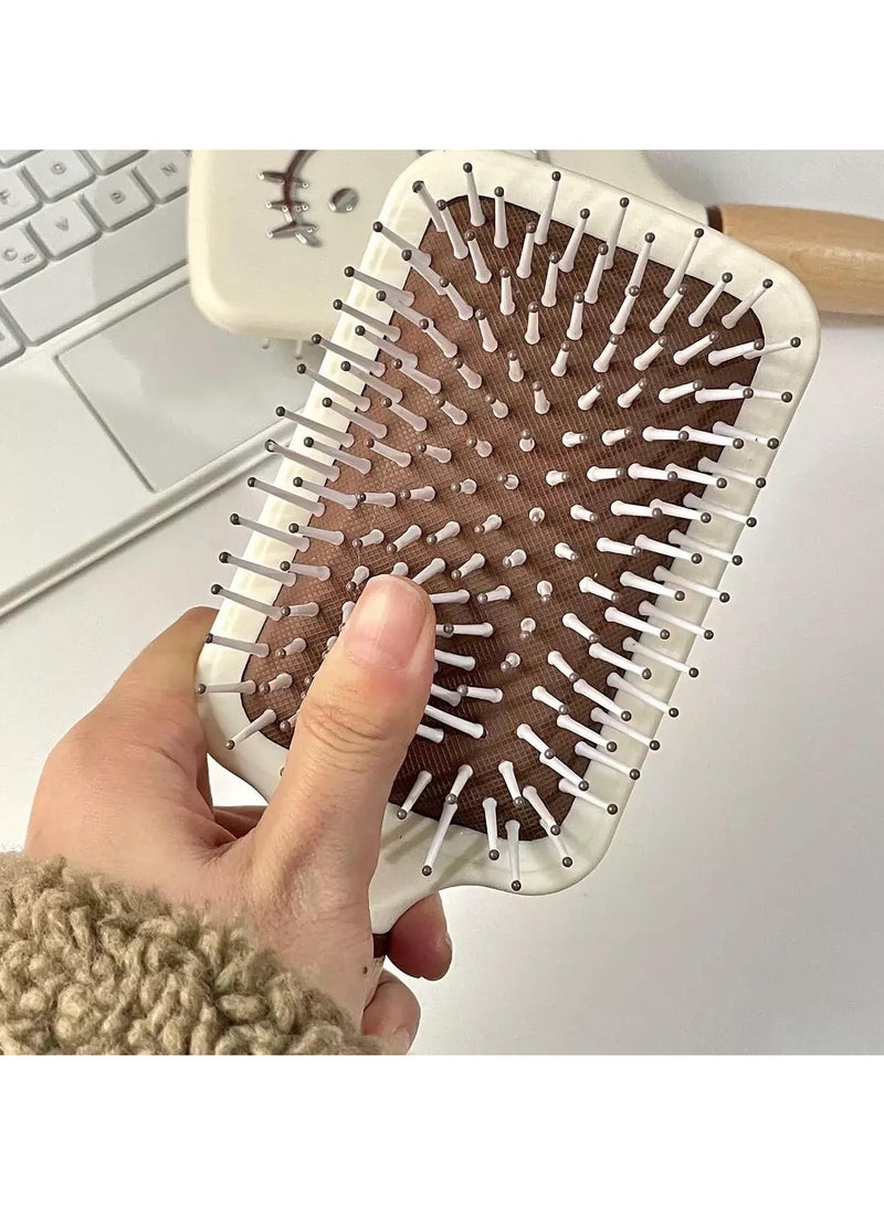 general A cute hairbrush for thick curls, slender hair, short, wet or dry hair, a wood-handle-friendly massage scalp brush for women and girls - Image 4