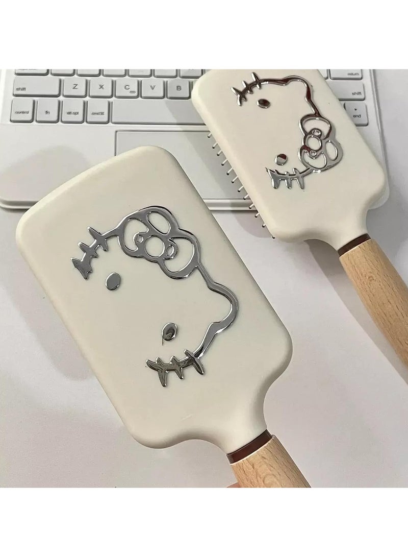 general A cute hairbrush for thick curls, slender hair, short, wet or dry hair, a wood-handle-friendly massage scalp brush for women and girls - Image 5